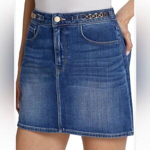 NWT L’Agence Arlene Chain Denim Mini Skirt Jute Sz 26